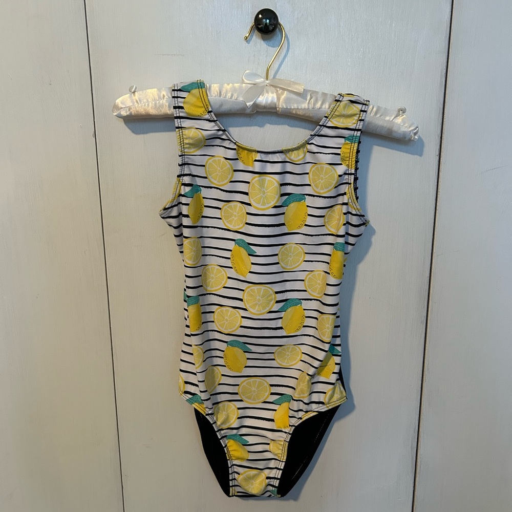 Destira woman’s Leotard white & black Lemons with Stripes Size XS